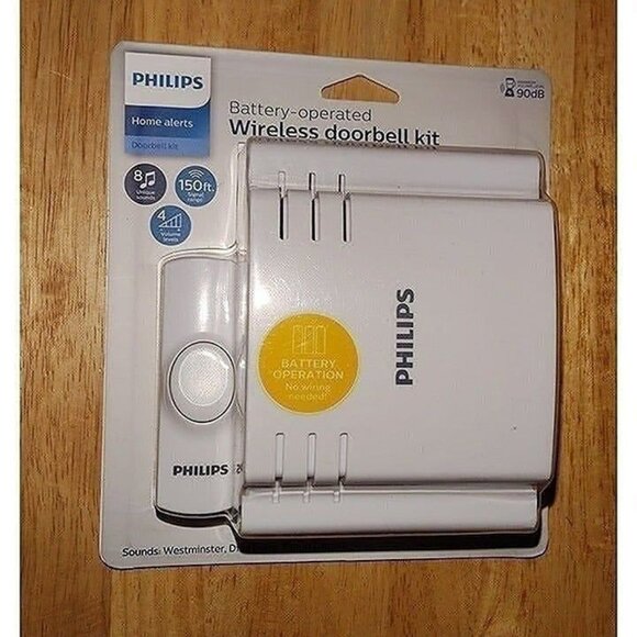 PHILIPS BATTERY OPERATED WIRELESS DOORBELL KIT-NEW - Picture 1 of 4